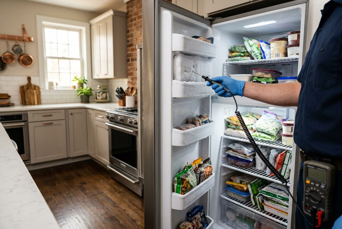 Freezer Repair technician at work