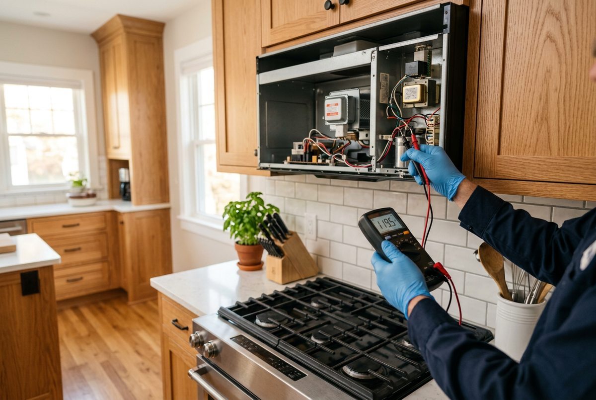 Microwave Repair technician at work