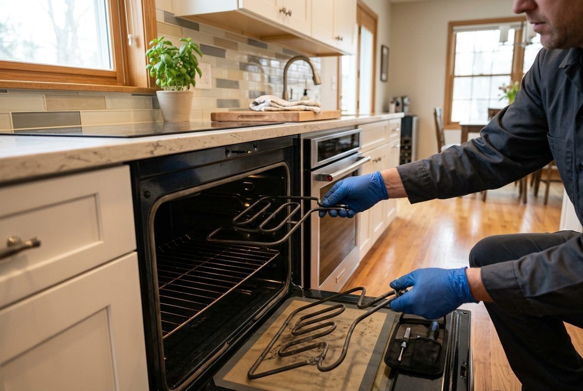 Oven Repair technician at work