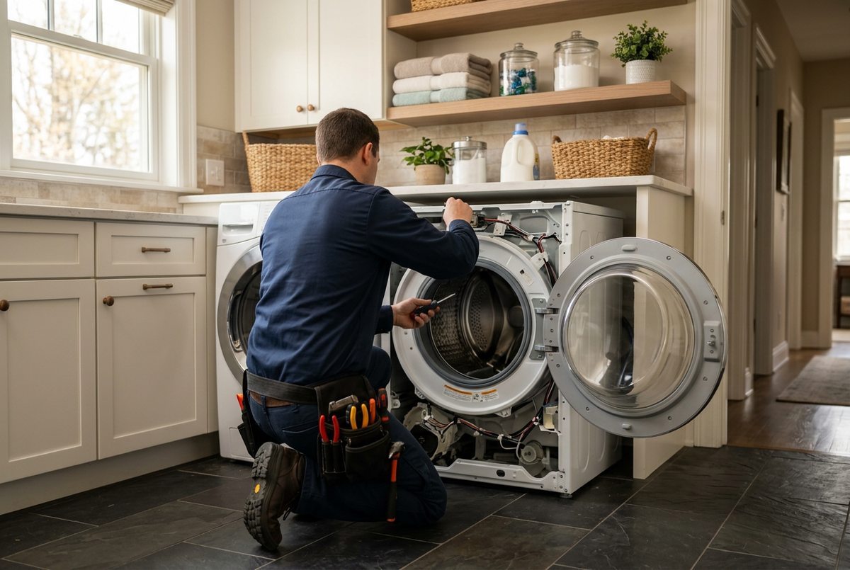 Washer Repair technician at work